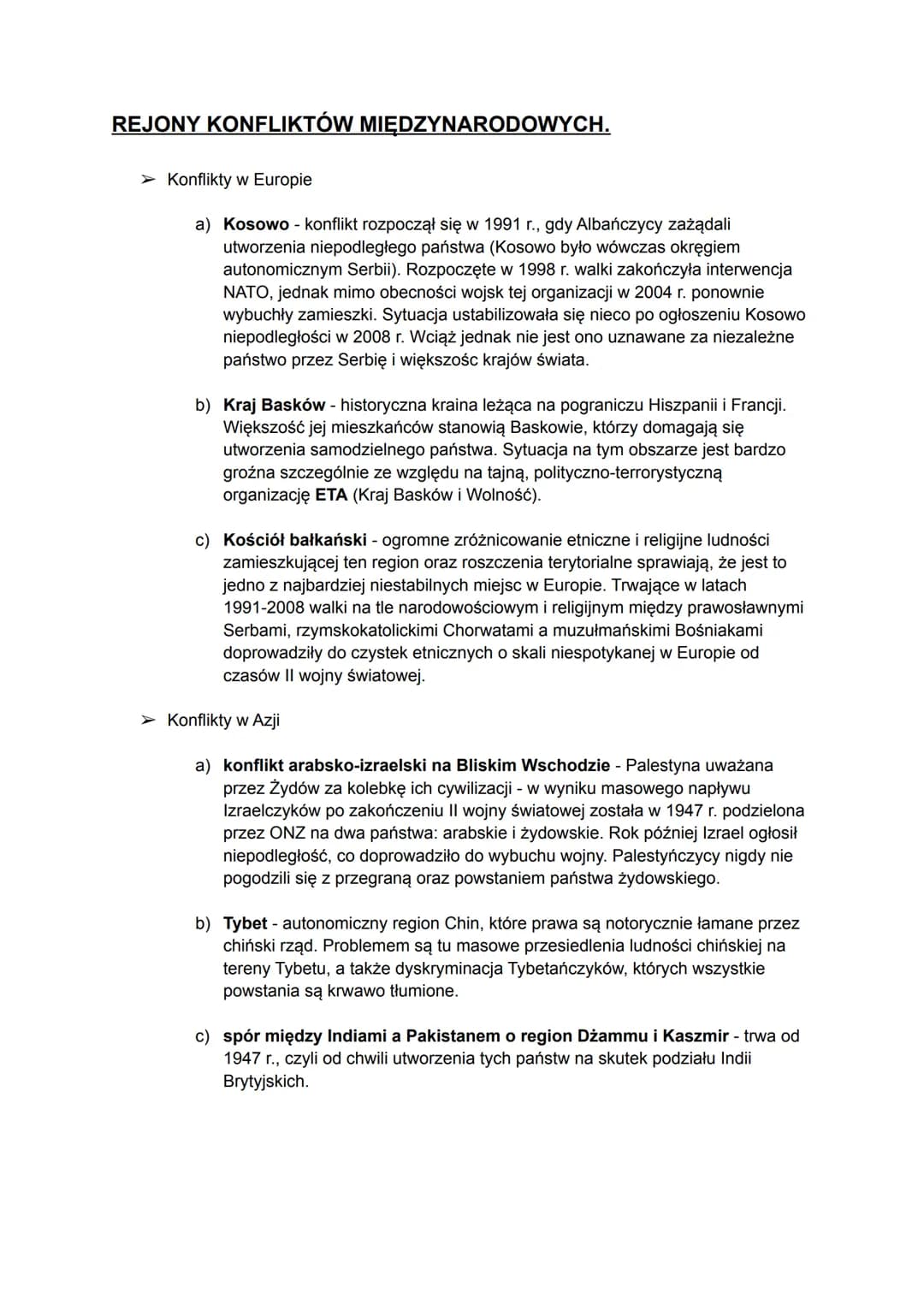 KONFLIKTY MIĘDZYNARODOWE
➤ Źródła konfliktów:
O kwestie ekonomiczne (sprzeczne interesy gospodarcze)
O etniczno-religijne, polityczne (odmie