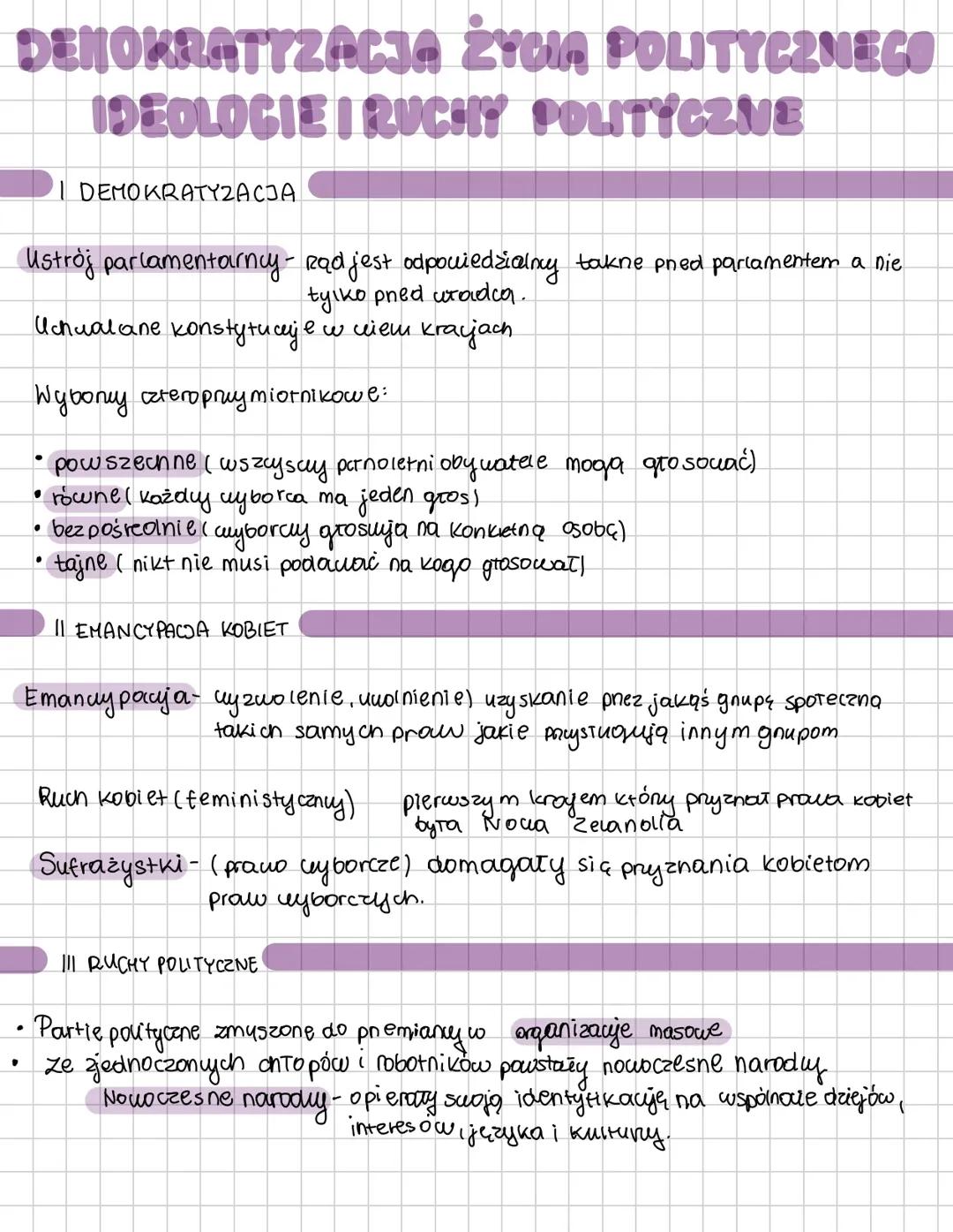 Demokratyzacja życia politycznego. Ideologie i ruchy polityczne 