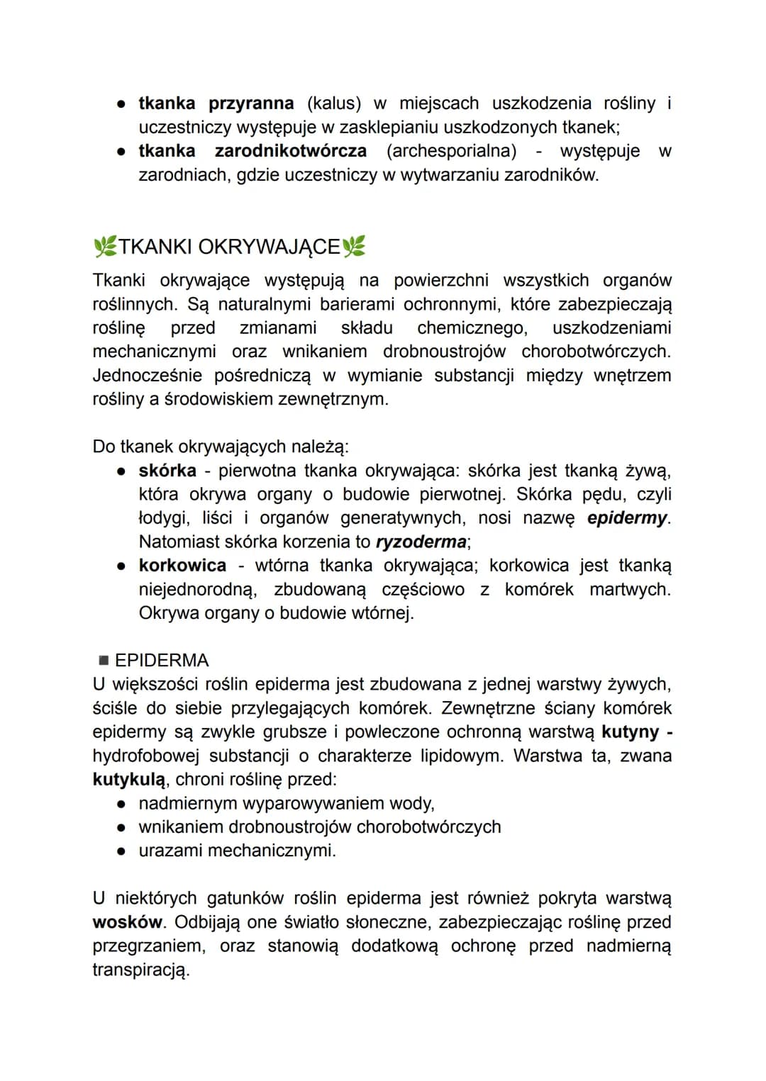 - TKANKI ROŚLINNE -
W organizmach wielokomórkowych komórki o wspólnym pochodzeniu i
podobnej budowie współpracują ze sobą w pełnieniu określ