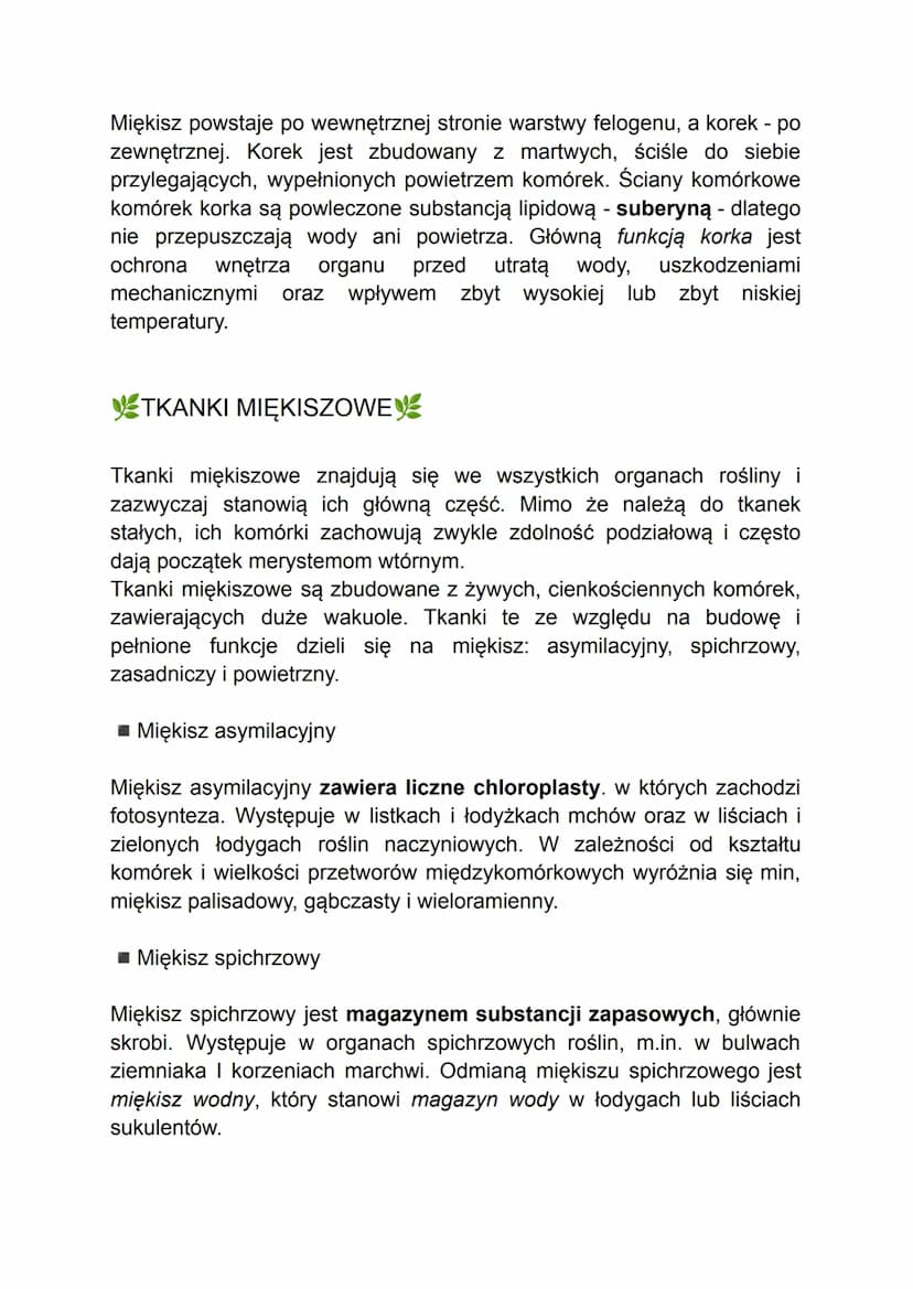 - TKANKI ROŚLINNE -
W organizmach wielokomórkowych komórki o wspólnym pochodzeniu i
podobnej budowie współpracują ze sobą w pełnieniu określ