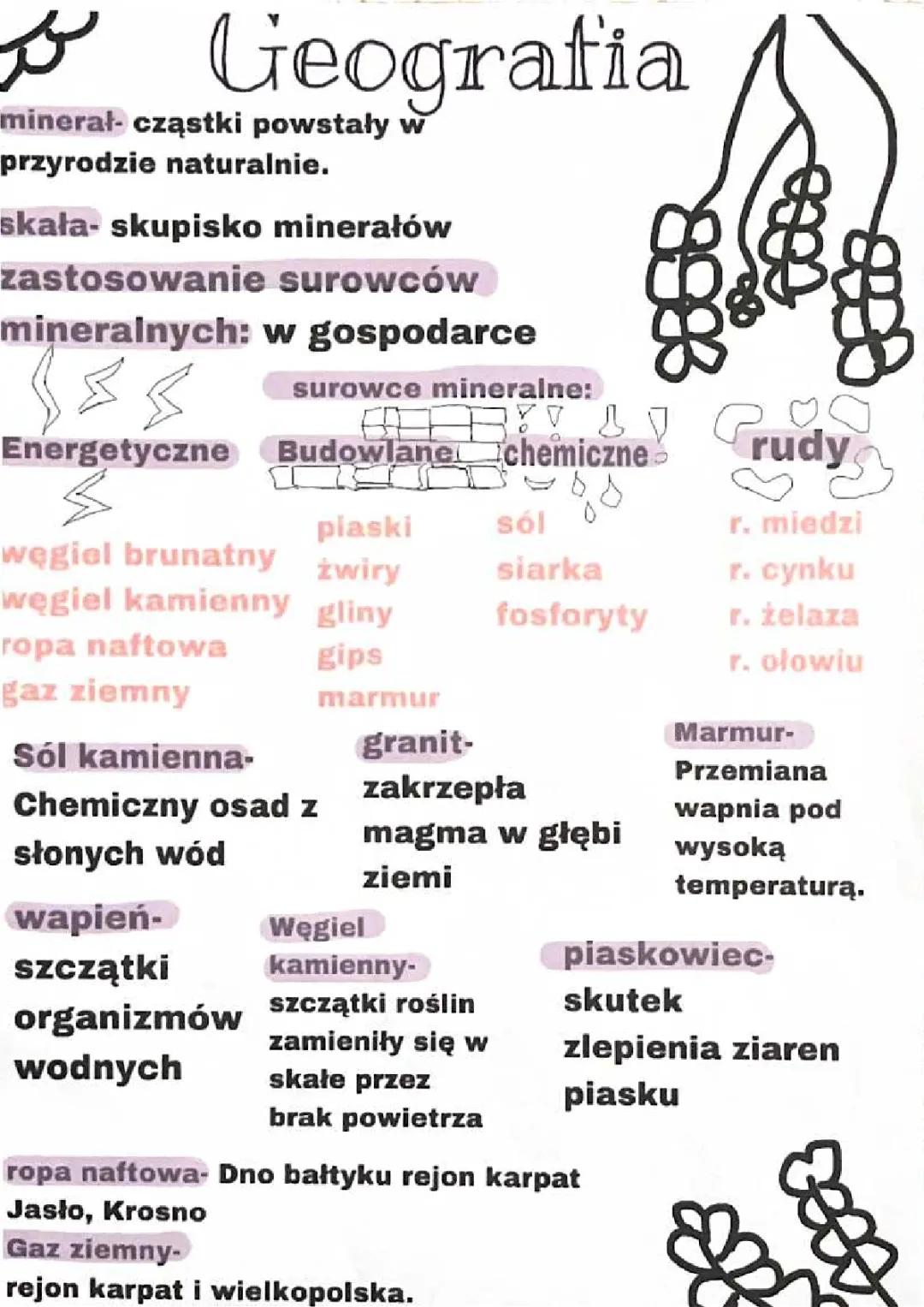 Minerały, skały i surowce mineralne.