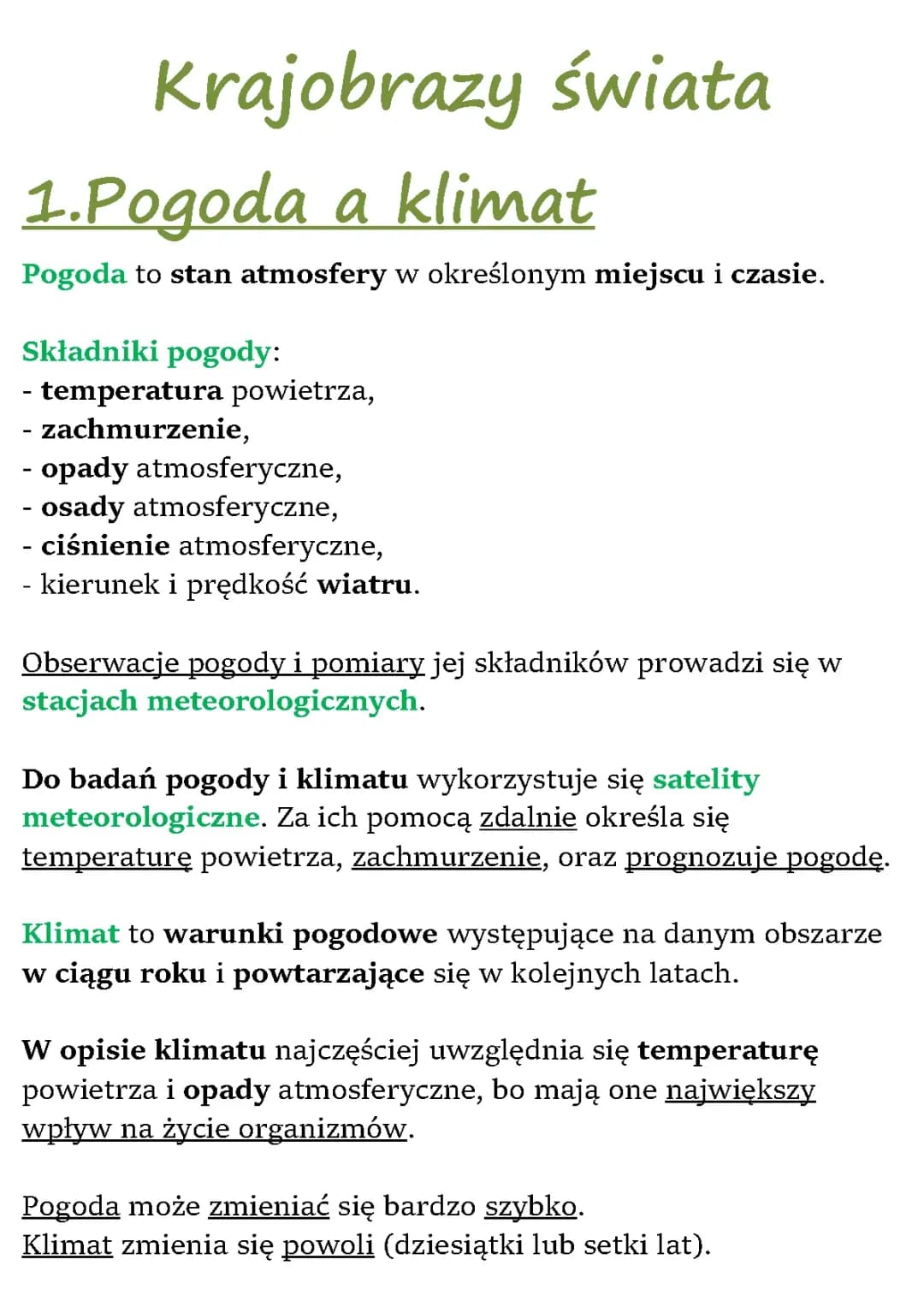 Krajobrazy Świata i Strefy Klimatyczne - Sprawdzian Klasa 5 PDF