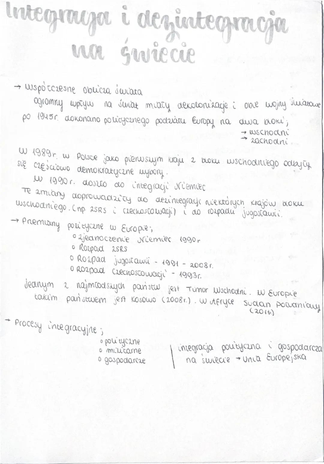 Integraya i dezintegracja
na świecie
→ Współczesne oblicza świata
←
ogromny wpływ na świat miały dekolonizacje
po 1945r. dokonano polityczne