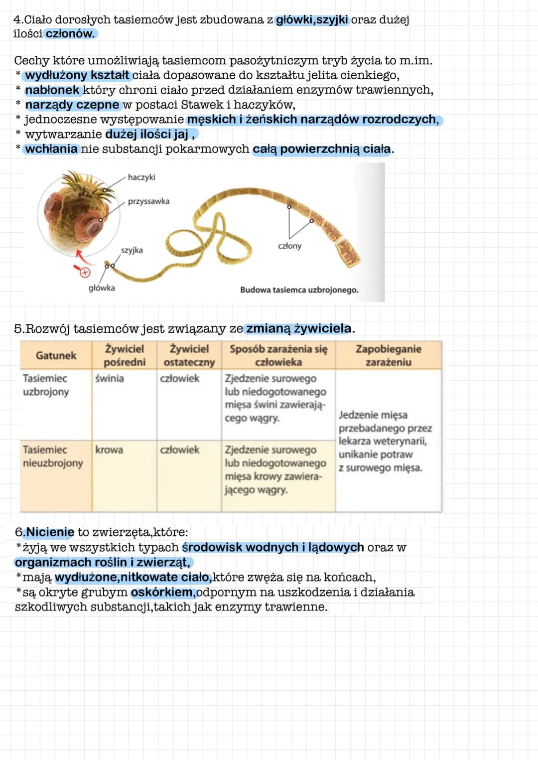 Od parzydełkowców do
pierścienic
1.Parzydełkowce to zwierzęta, które:
*żyją w środowisku wodnym, głównie w wodach słonych!
*mają komórki par