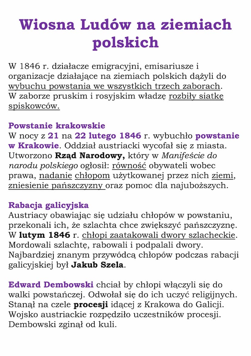 Napisz Dlaczego Polacy Uczestniczyli W Wiośnie Ludów W Europie Wiosna Ludów na ziemiach polskich – Notatka Klasa 7, Powstanie