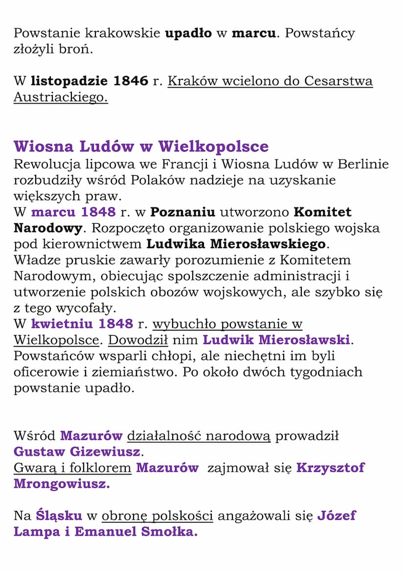 Wiosna Ludów na ziemiach
polskich
W 1846 r. działacze emigracyjni, emisariusze i
organizacje działające na ziemiach polskich dążyli do
wybuc
