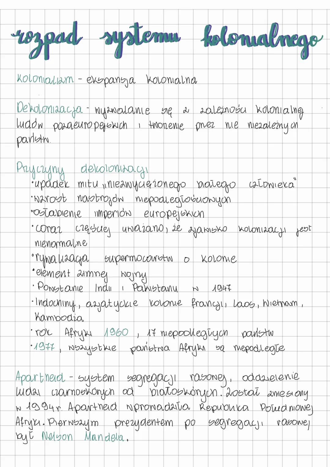rozpad systemu kolonialnego
kolonializm - ekspansja kolonialna
Dekolonizacja - wyzwalanie sę 2 zależnośu kolonialing
ludów pozaeuropejskich 