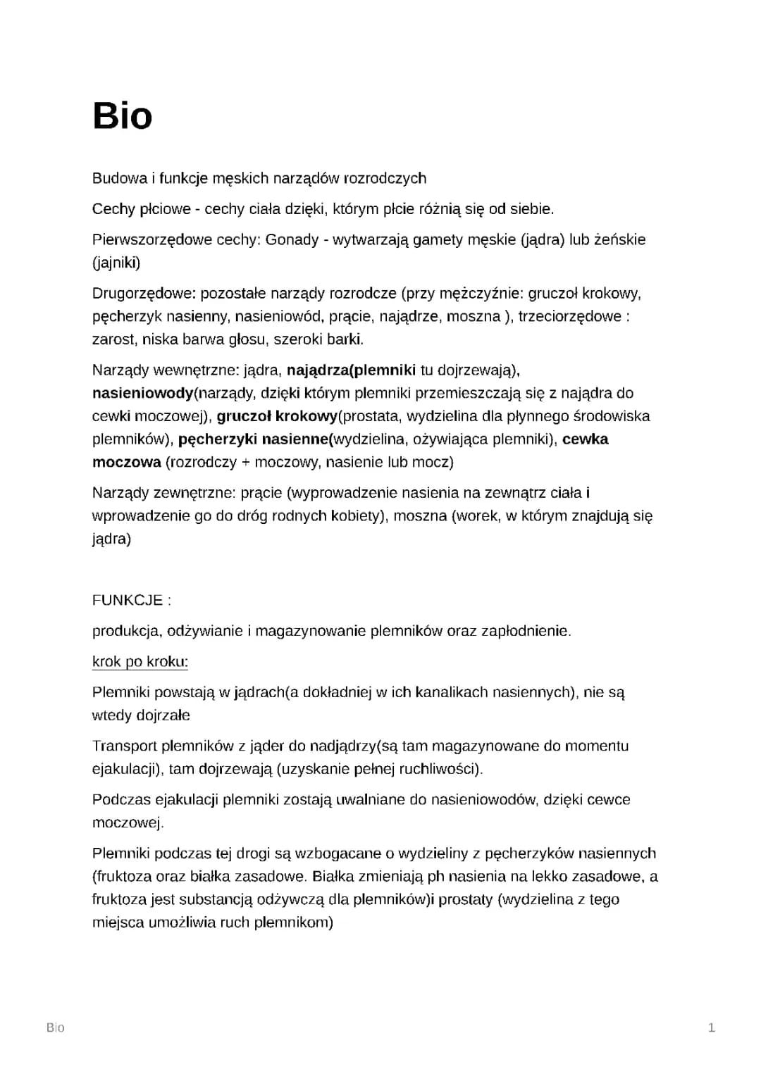 Budowa i funkcje męskich oraz żeńskich narządów rozrodczych 