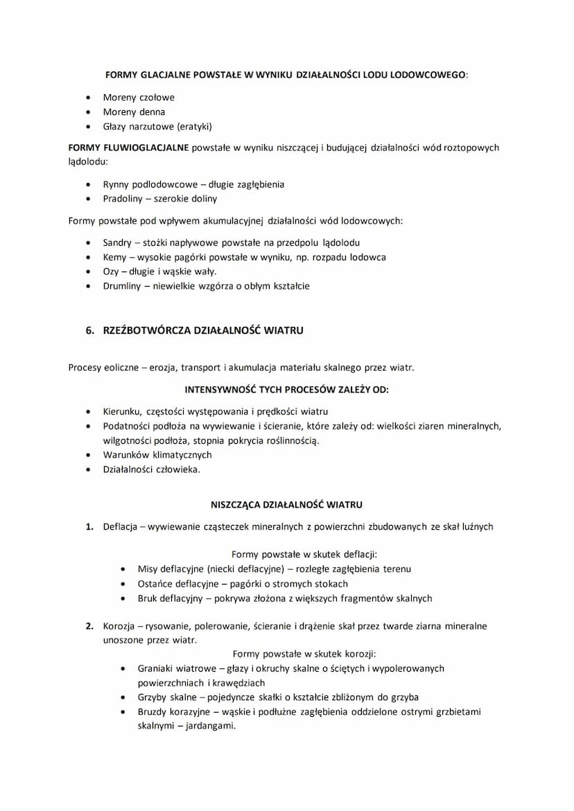 1. WIETRZENIE SKAŁ
● Erozja - niszczenie podłoża
● Transport materiału skalnego
● Akumulację - osadzanie materiału
Wietrzenie - proces, w kt
