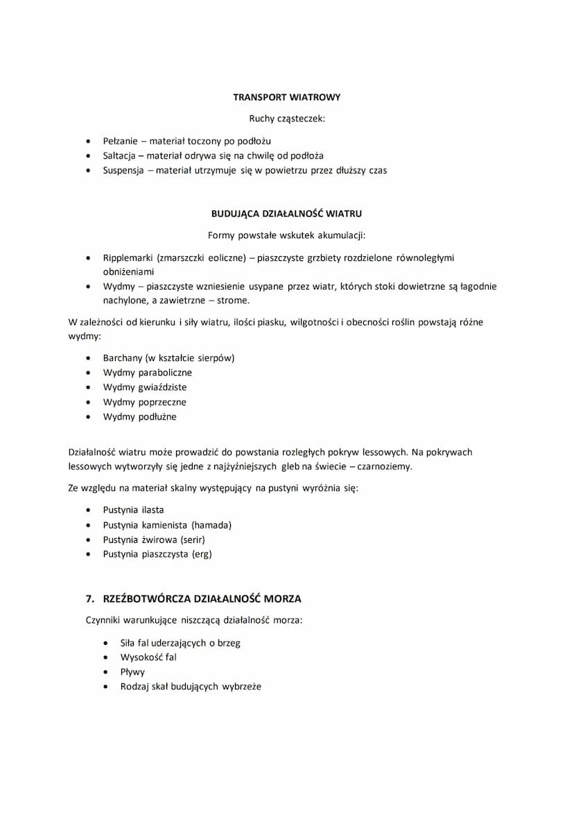 1. WIETRZENIE SKAŁ
● Erozja - niszczenie podłoża
● Transport materiału skalnego
● Akumulację - osadzanie materiału
Wietrzenie - proces, w kt