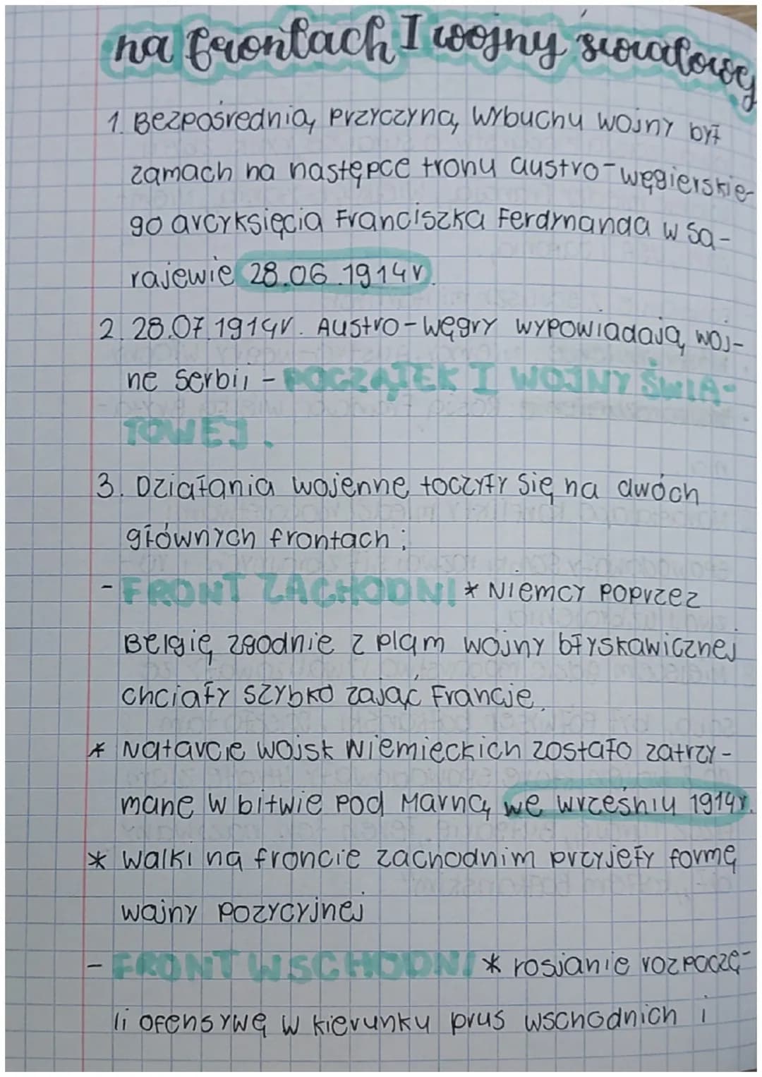 na frontach I wojny scoiatowe
1. Bezpośrednia, przyczyną, wybuchu wojny by t
zamach na następce trony austro-węgierskie
90 avcyksięcia Franc