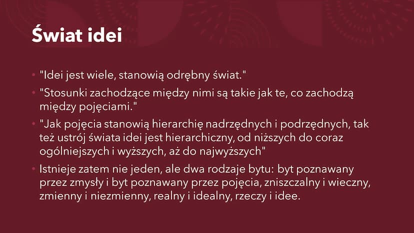 PLATON
Ogólne informacje Platon
• Tak właściwie Arystokles
427-347p.n.e.
Przydomek Platon dostał od swojego nauczyciela gimnastyki, za jego 