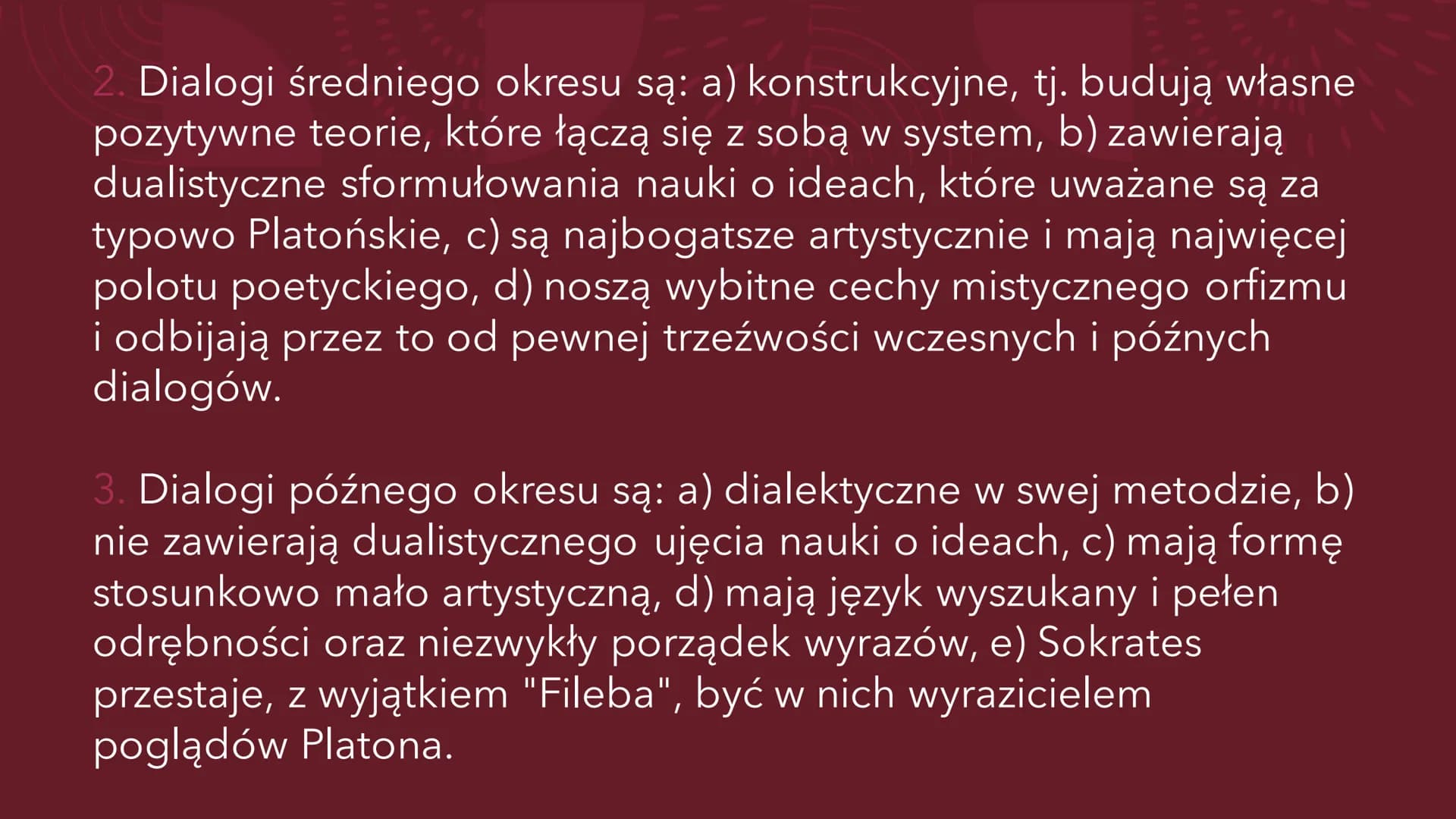 PLATON
Ogólne informacje Platon
• Tak właściwie Arystokles
427-347p.n.e.
Przydomek Platon dostał od swojego nauczyciela gimnastyki, za jego 