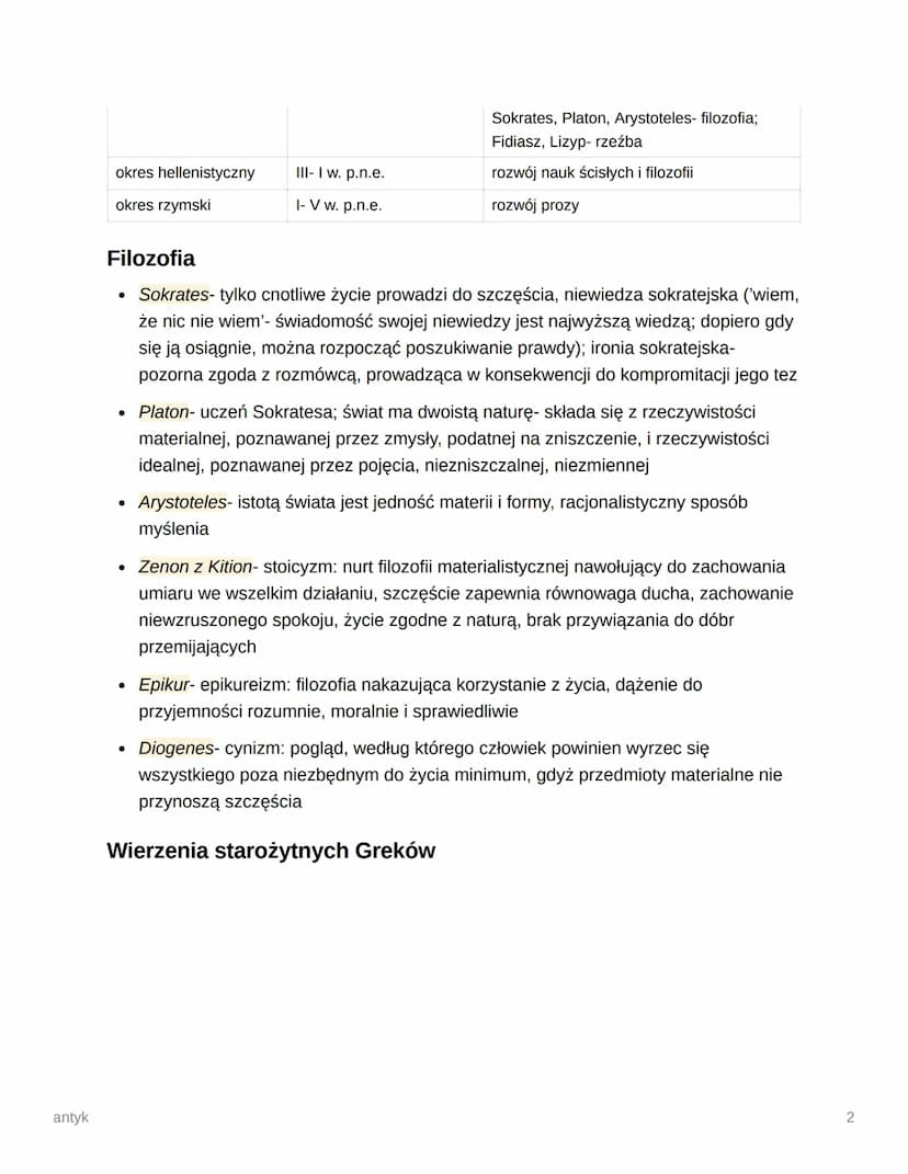 antyk
antyk
lista
⚫ sztuka starożytna- podstawa współczesnej kultury europejskiej
⚫ kultura i sztuka starożytna: źródło motywów, skarbnica p