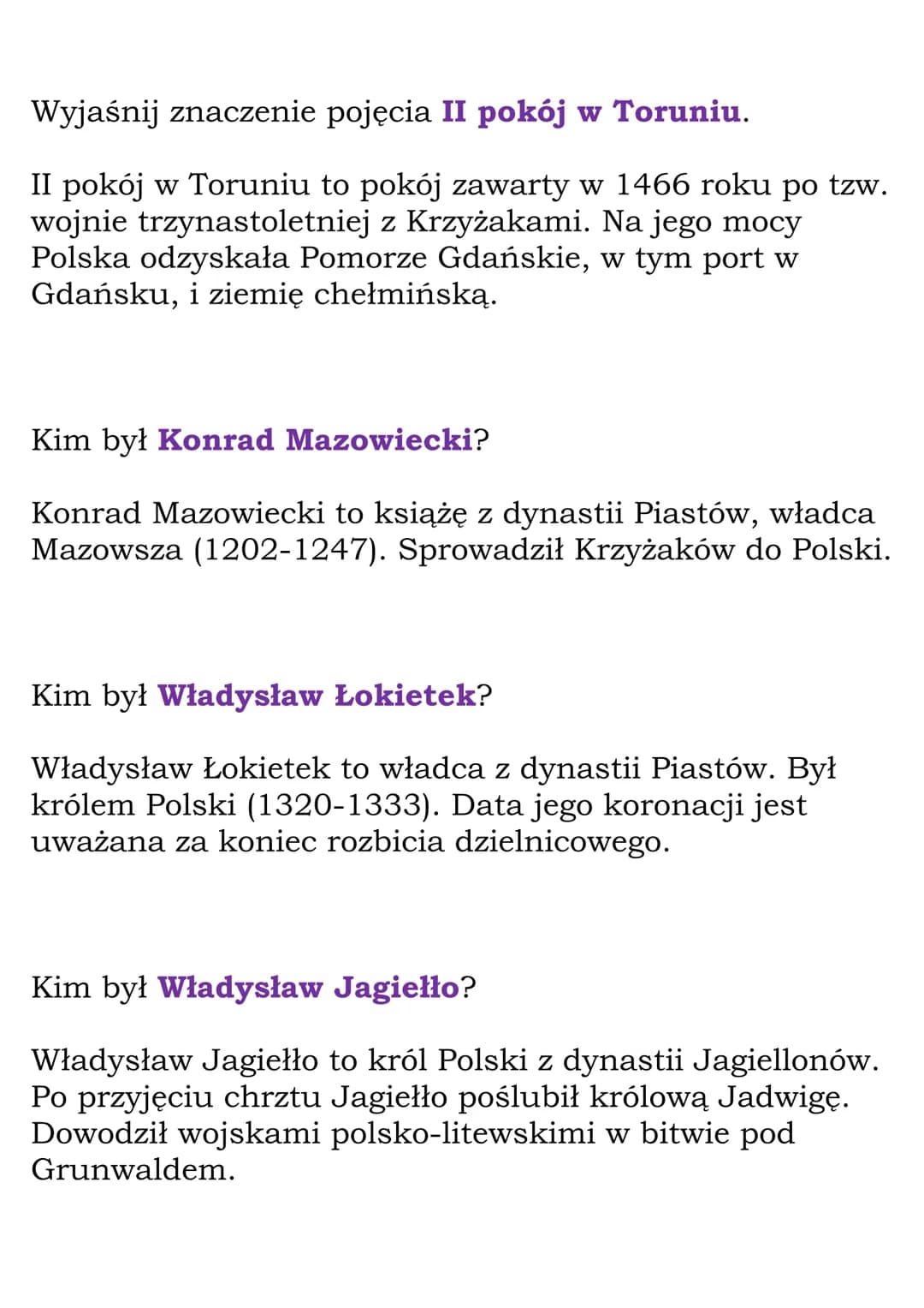 Wielka wojna z
Krzyżakami
(Dział: Polska Jagiellonów)
Fiszki
Wyjaśnij znaczenie pojęcia rozbicie dzielnicowe.
Rozbicie dzielnicowe to okres,