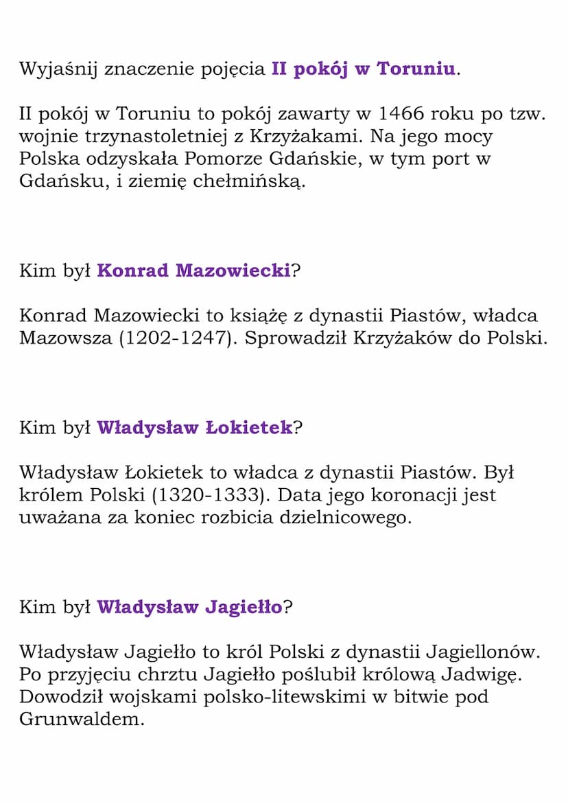 Wielka wojna z
Krzyżakami
(Dział: Polska Jagiellonów)
Fiszki
Wyjaśnij znaczenie pojęcia rozbicie dzielnicowe.
Rozbicie dzielnicowe to okres,