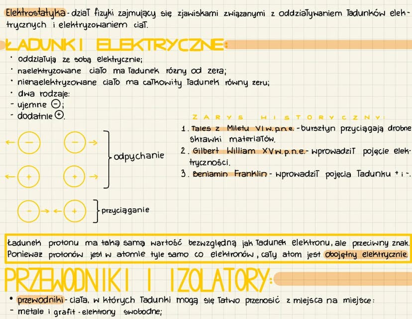 elektrostatina Elektrostatyka - dział fizyki zajmujący się zjawiskami związanymi z oddziaływaniem Tadunków elek-
trycznych i elektryzowaniem
