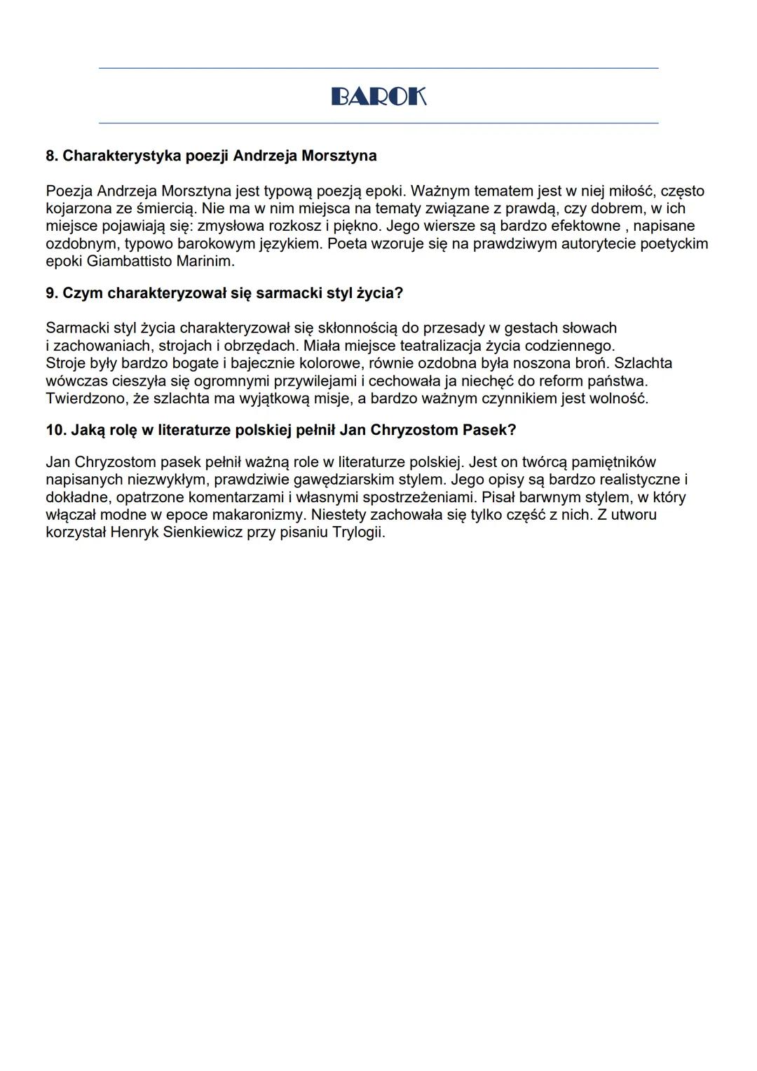 # BAROK

1. Powstanie baroku

Do powstania baroku, przyczynił się bez wątpienia kryzys religijny, ale także przemiany w nauce i
filozofii. W