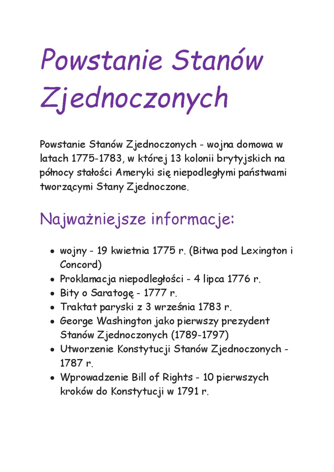 Powstanie Stanów Zjednoczonych