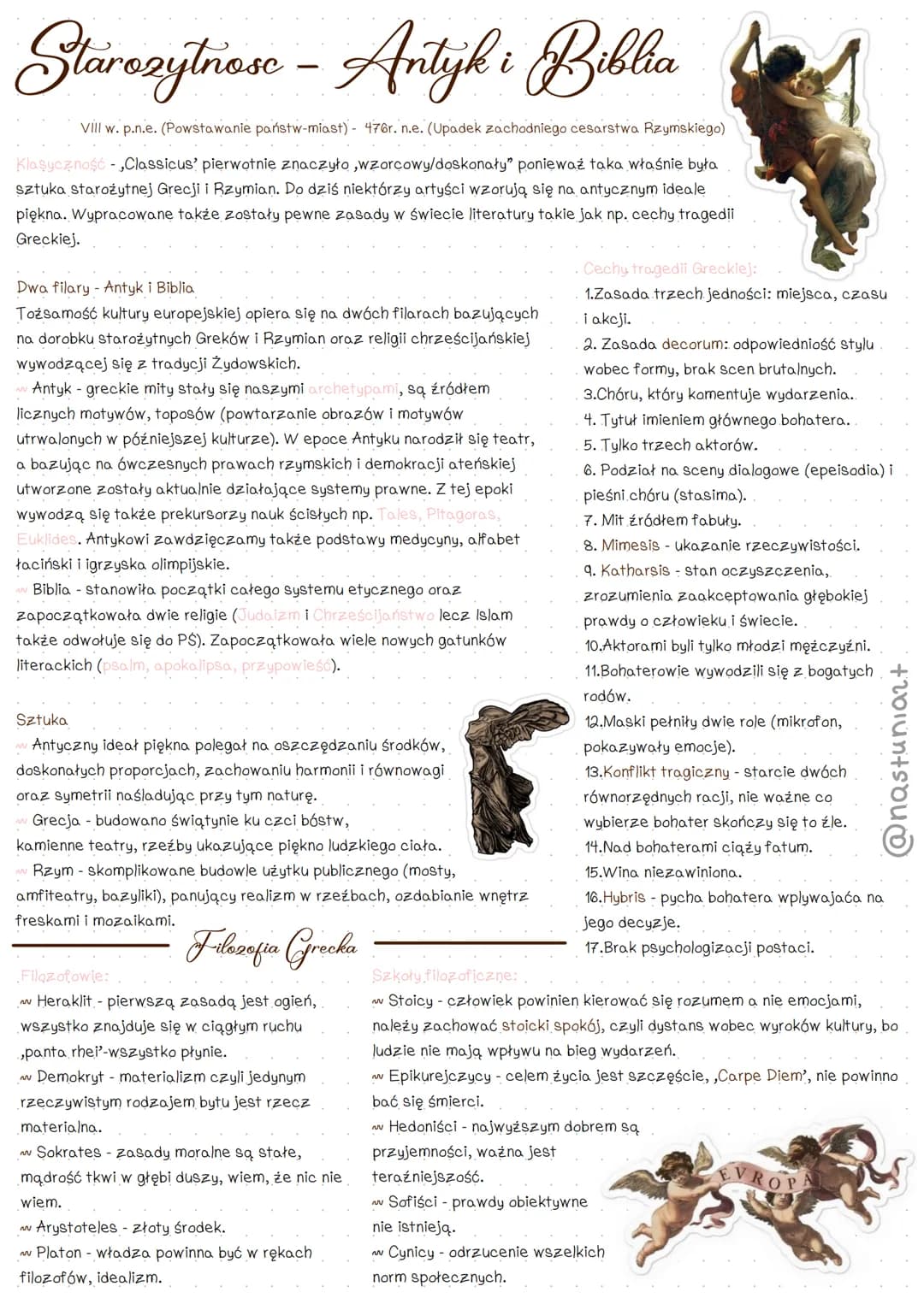 Starozytnosc - Antyki Biblia
VIII w. p.n.e. (Powstawanie państw-miast) - 476r. n.e. (Upadek zachodniego cesarstwa Rzymskiego)
Klasyczność,Cl