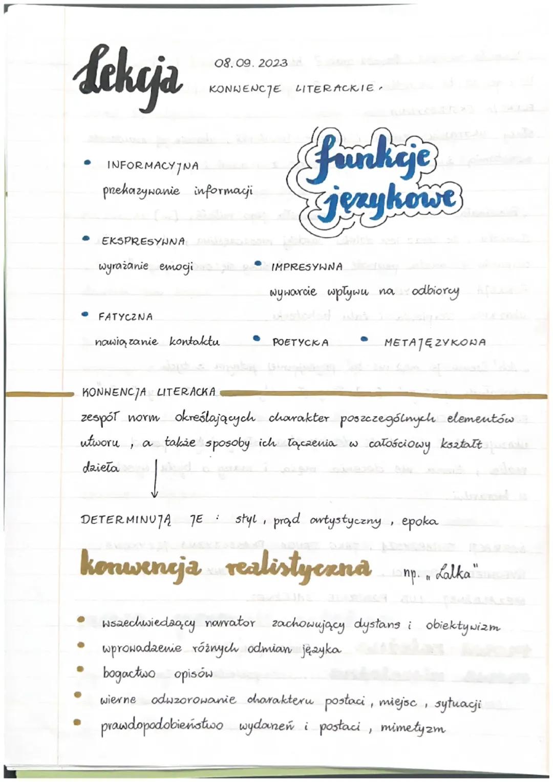 konwencje literackie i funkcje językowe