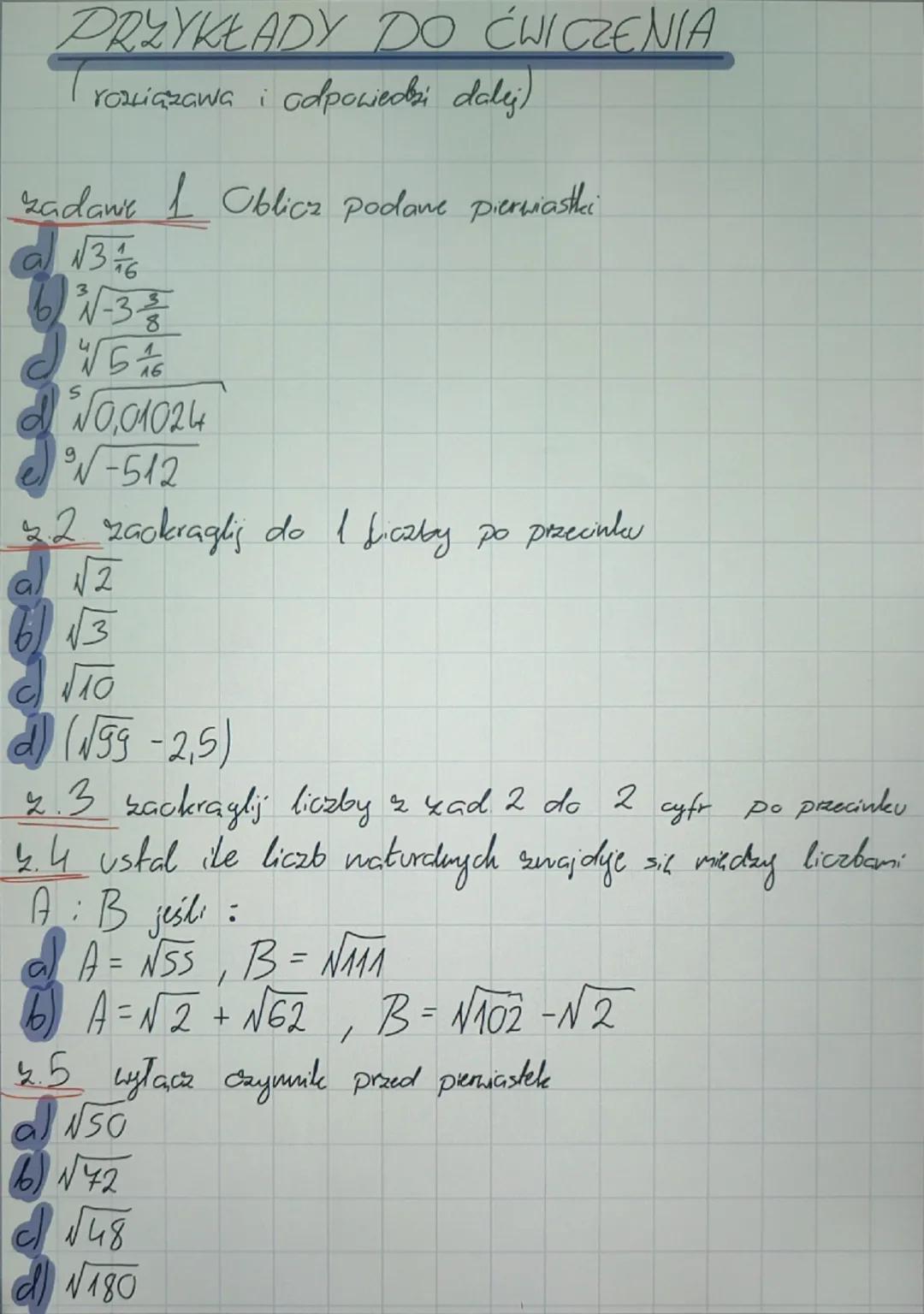 # PIERWIASTEK KUADRATOWY,
SZESCIENNY, n-tego stopnia

Potrzebne wzory:

$\sqrt{a} = b$ tylko wtedy gdy $b^2 = a$, liczba $a > 0$

np. $\sqrt
