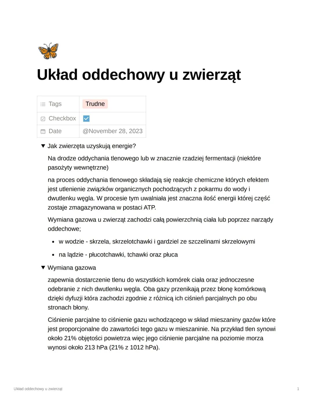 Układ oddechowy u zwierząt