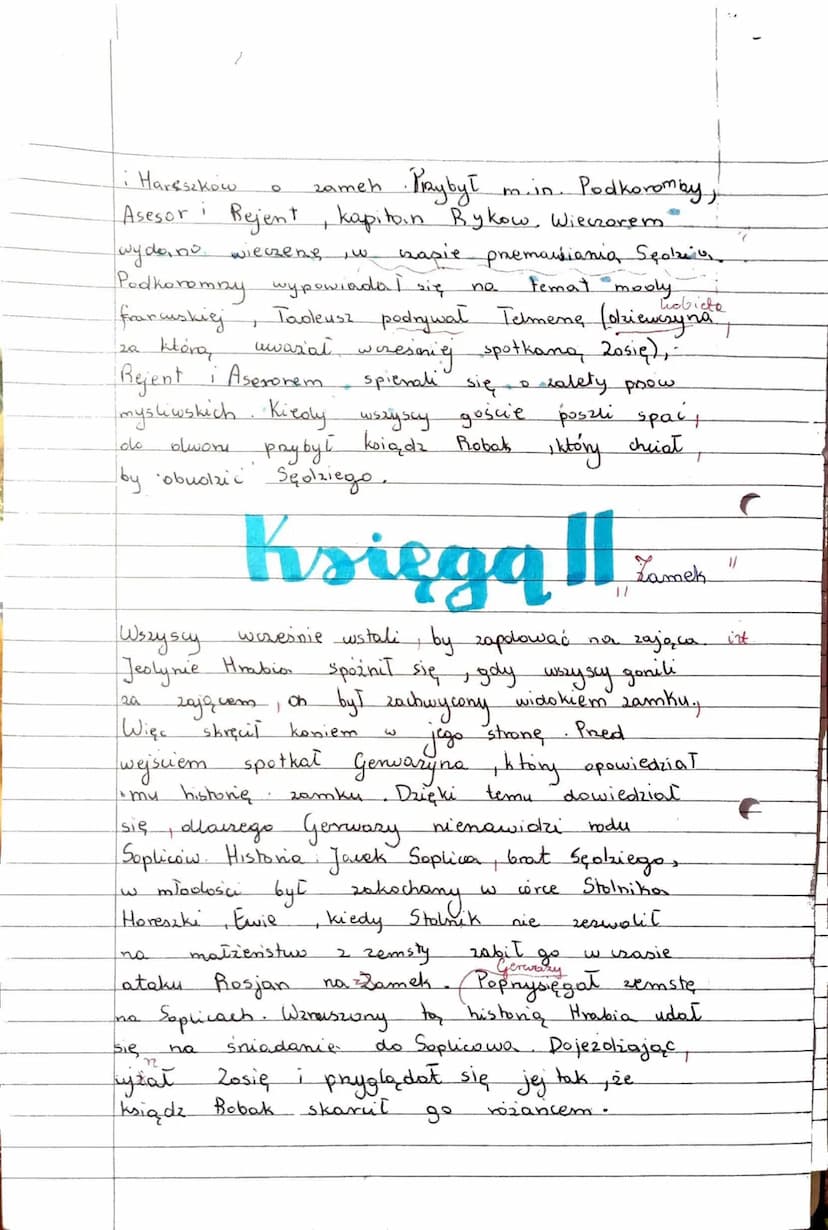 Pan Tadeusz
Księga 1
Do Soplicowa przybywa Tadeusz Soplica.
Mężczyzna
wieku
dzwudziestu
lat, ktorg
własnie ukończył naukę w Wilnie. Panicz p