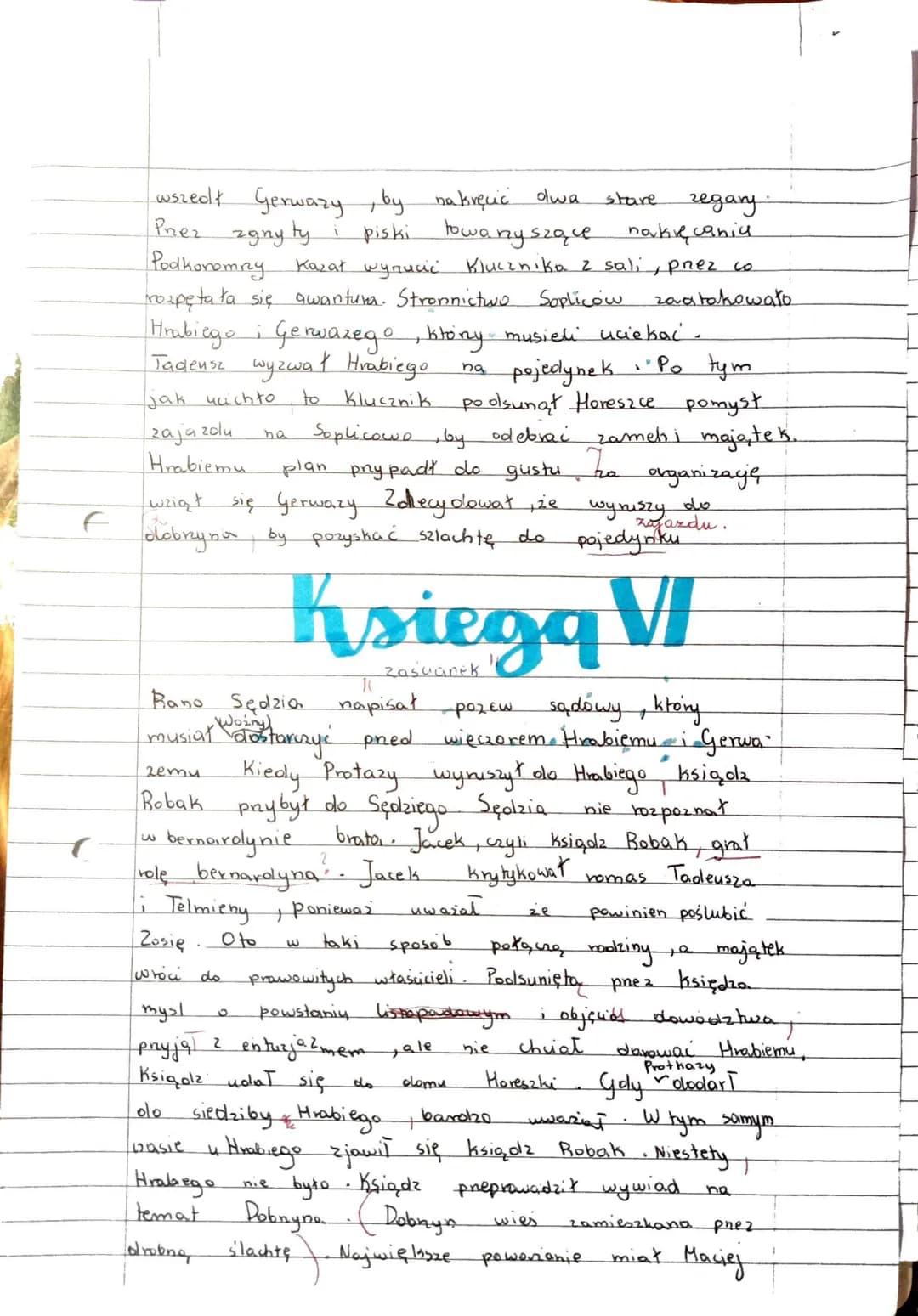 Pan Tadeusz
Księga 1
Do Soplicowa przybywa Tadeusz Soplica.
Mężczyzna
wieku
dzwudziestu
lat, ktorg
własnie ukończył naukę w Wilnie. Panicz p