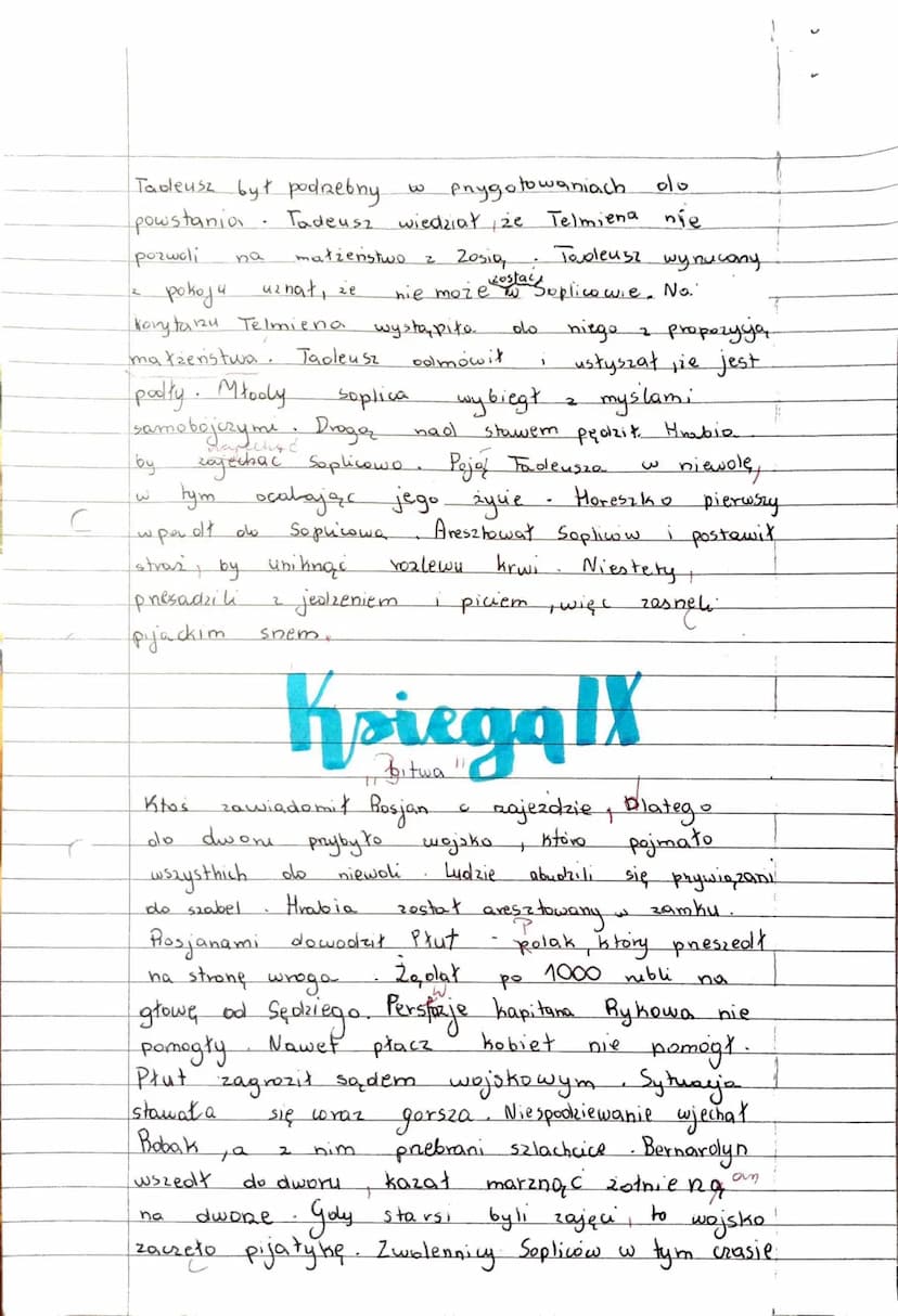Pan Tadeusz
Księga 1
Do Soplicowa przybywa Tadeusz Soplica.
Mężczyzna
wieku
dzwudziestu
lat, ktorg
własnie ukończył naukę w Wilnie. Panicz p