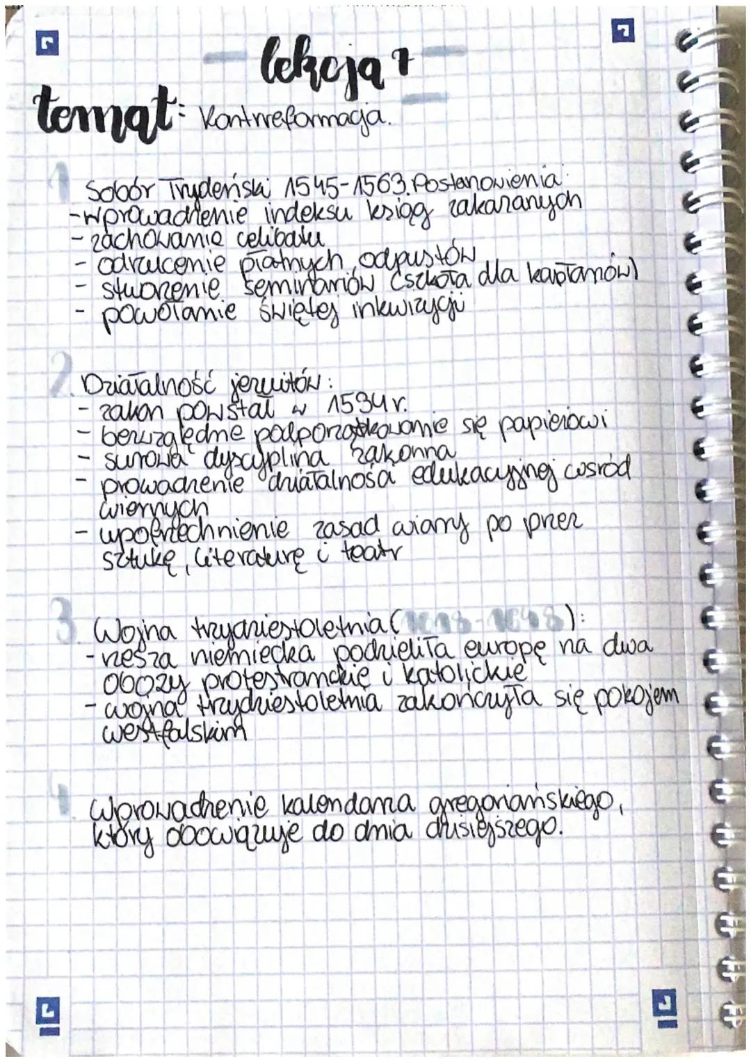 Kontreformacja - Notatka dla Klasy 6