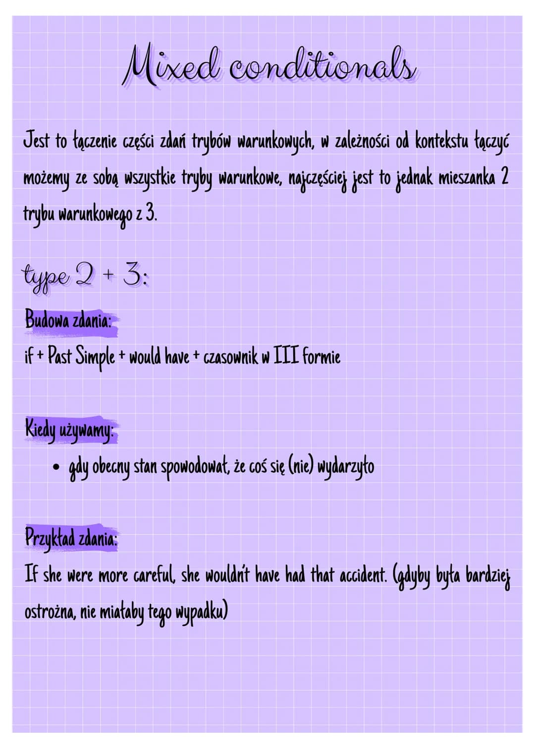 --- OCR Start ---
CONDITIONALS
ogólnie:
Tryby warunkowe w języku angielskim, zwane conditionals, to struktury gramatyczne,
które opisują zda