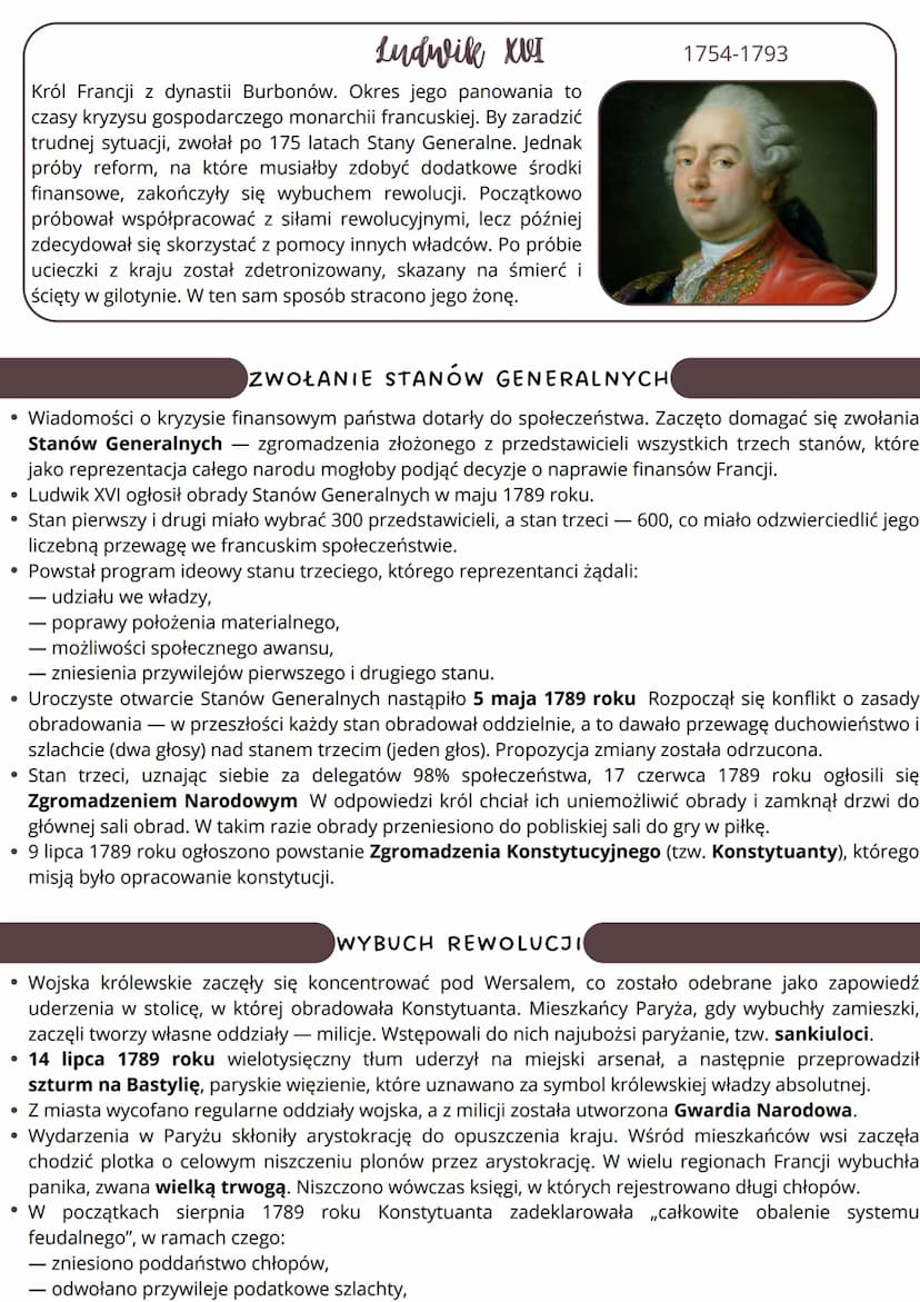 --- OCR Start ---
1750
Drewolucja francuska
1763 rok
utrata Kanady
przez Francję
1774 rok 1775
objęcie rządów przez
Ludwika XVI
5 V 1789 rok