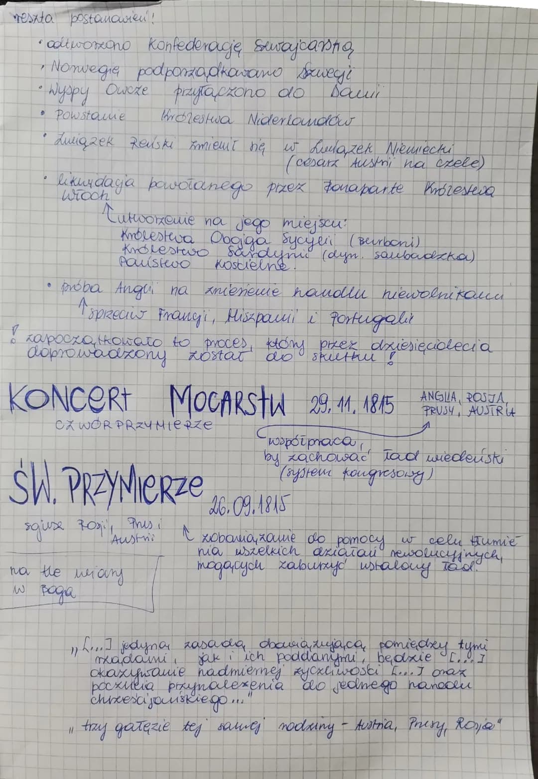 Jemat: Kongres Wiedeństu.
SKULKI REWOLUCJI FRANCUSKLEJ
• pize sumęcie granic pacister,
powstanie nowych
osłabienie monarchii
•
9
0
ystem
Nie