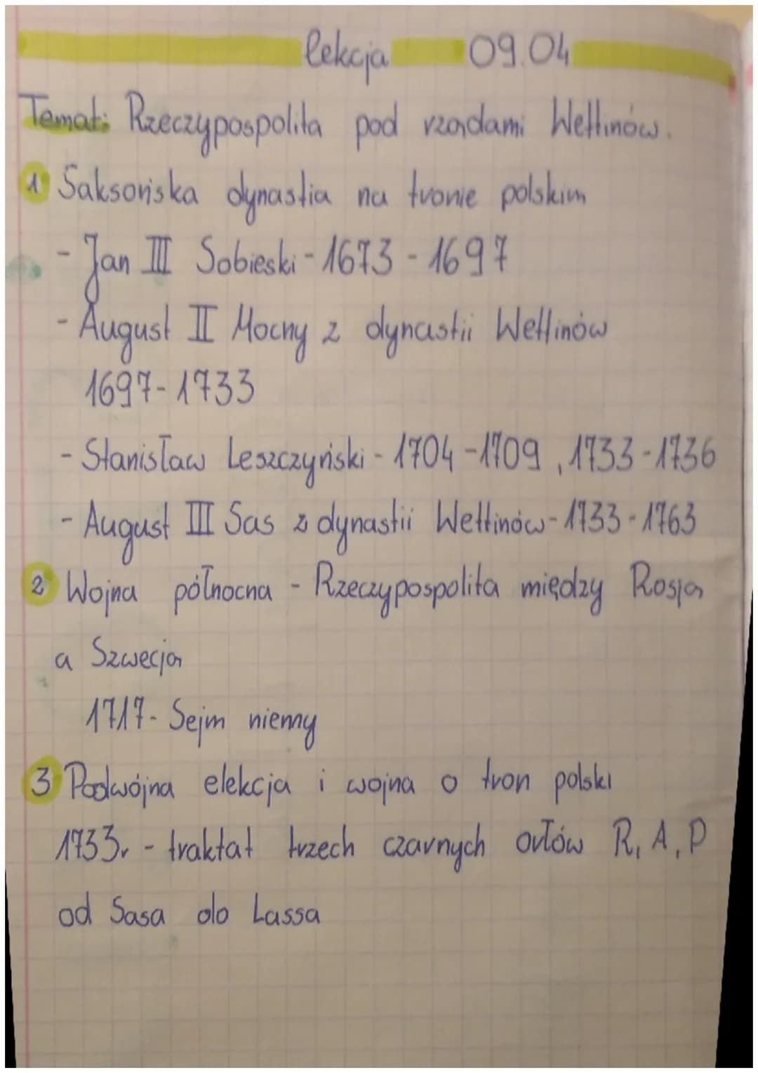 lekcja
09.04
Temaks Rzeczypospolita pod vzordani Wellinów.
Saksoniska dynastia
na tvonie polskim
- Jan III Sobieski - 1673 - 1697
August II 