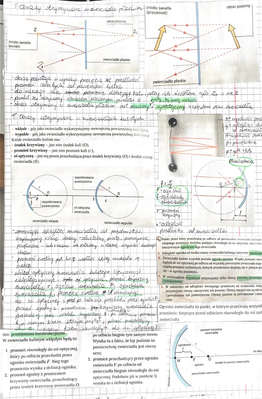 T.: Obrazy strymywane szwerciadlc płashim źródło światła
(przedmiot)
źródło światła
(punkt)
Z
Z-
- obraz powstaje w wyniku precięcia się pre