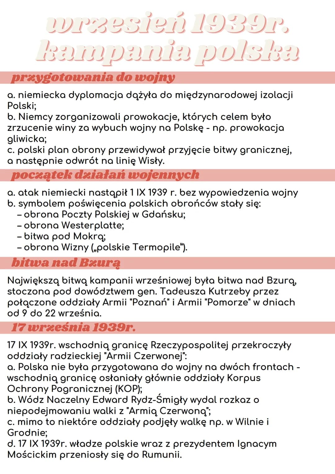 wrzesień 1939r.
kampania polska
przygotowania do wojny
a. niemiecka dyplomacja dążyła do międzynarodowej izolacji
Polski;
b. Niemcy zorganiz