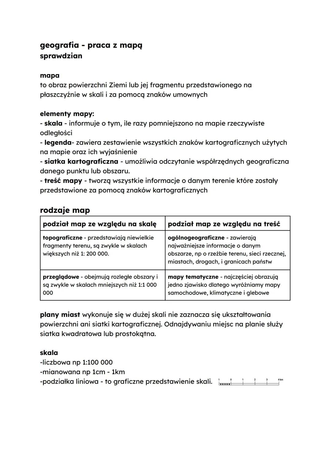 Podstawy geografii, praca z mapą - mapa, skala