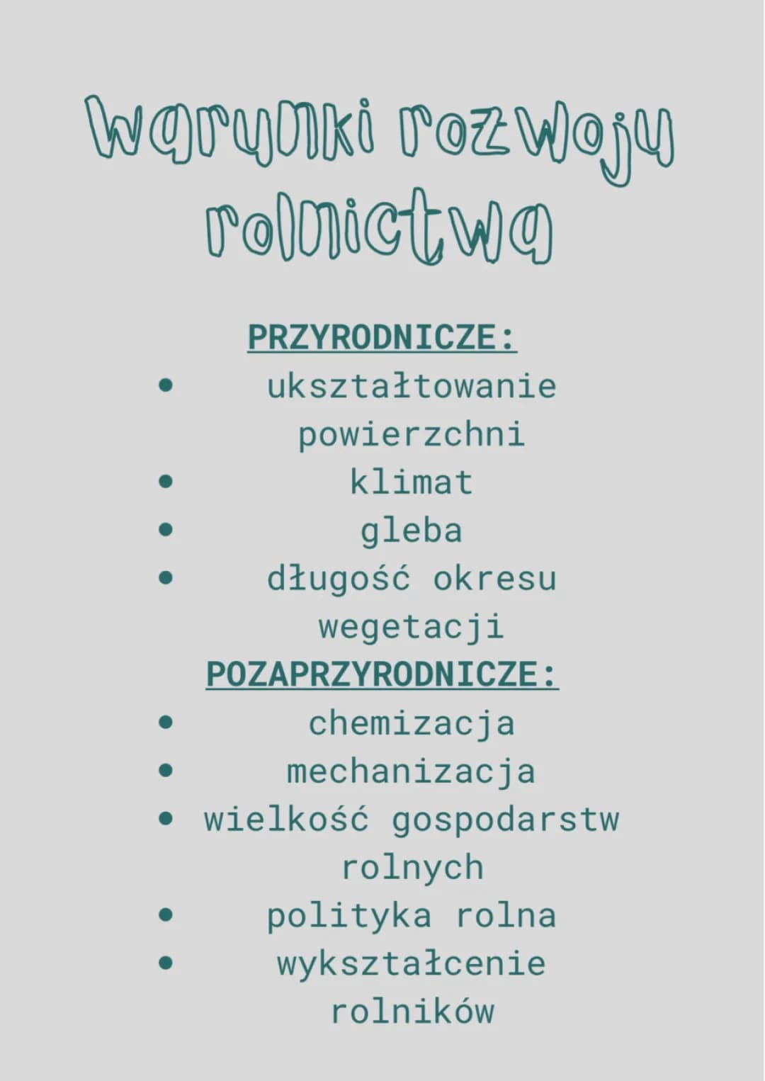 WARUNKI ROZWOJU ROLNICTWA ~ geografia⭐️