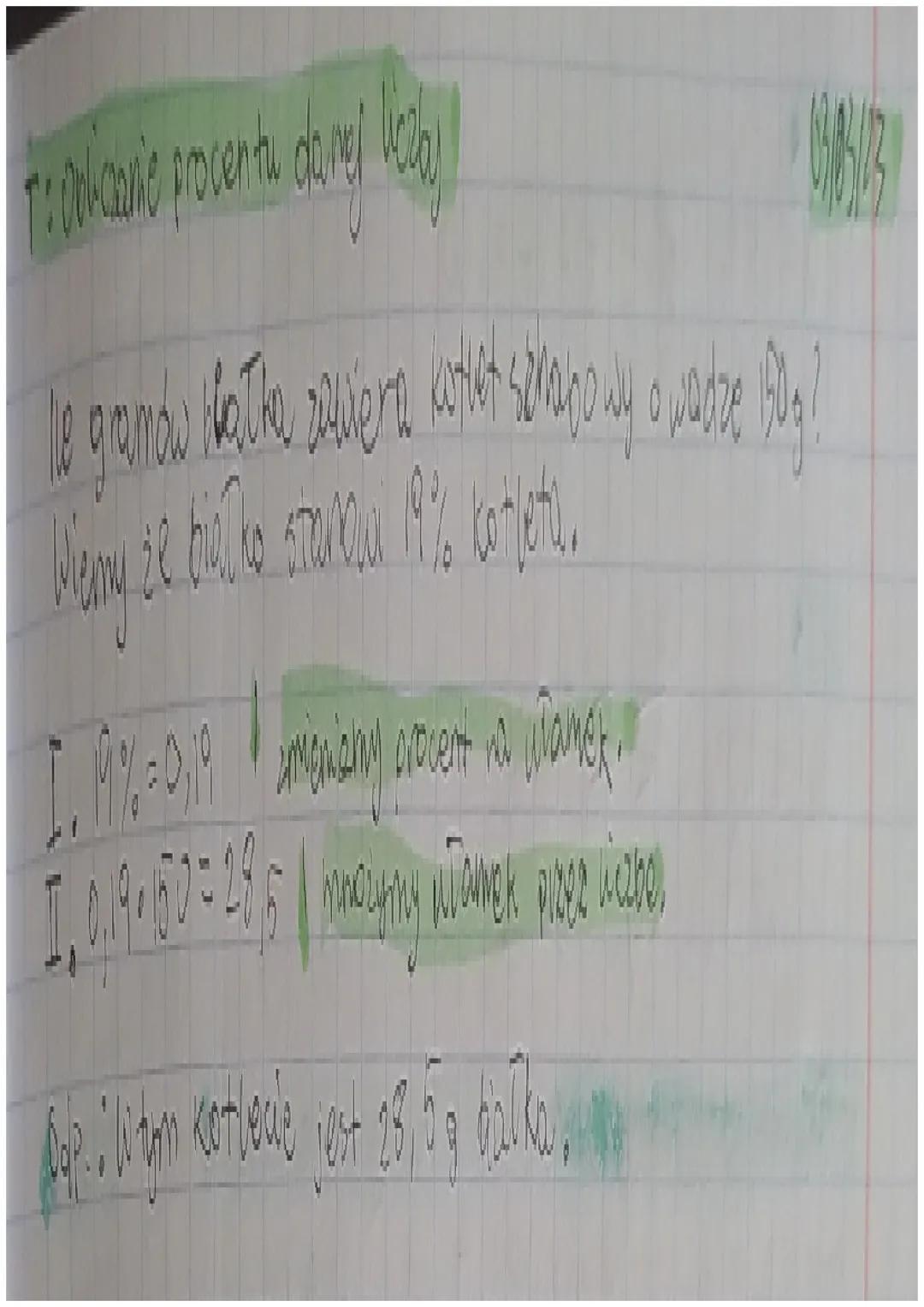 PROLENTY DEMIIRT

6% kotów
to snacsy
swaysthich kotow

Ogólnie!
x% clanes orelkus
40
iod tej wielkośa

$X%=\frac{x}{100}$

Procenty to capis