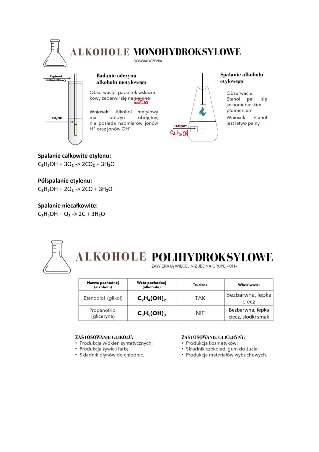 Temat: Alkohole mono- i polihydroksylowe.
Fermentacja alkoholowa - przemiana glukozy, pod wpływem enzymów drożdżowych, w wyniku
której powst