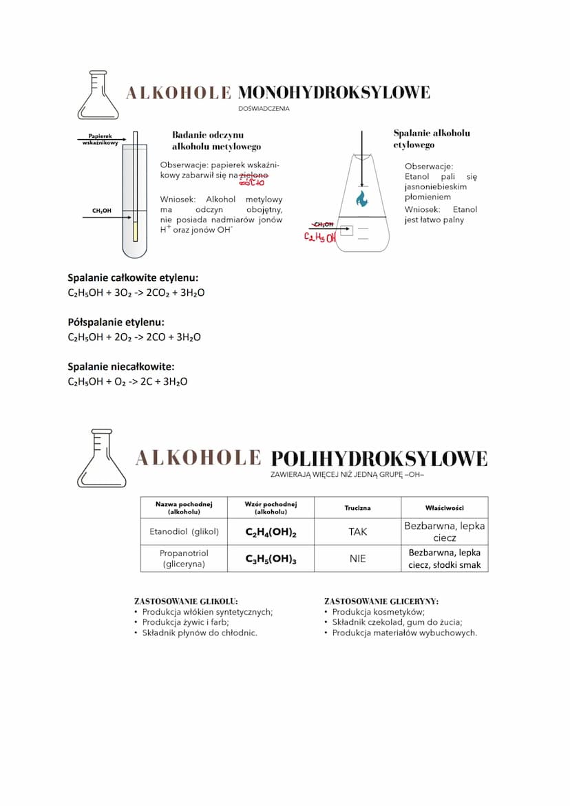 Temat: Alkohole mono- i polihydroksylowe.
Fermentacja alkoholowa - przemiana glukozy, pod wpływem enzymów drożdżowych, w wyniku
której powst