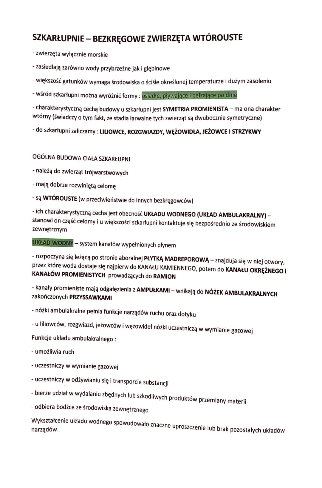SZKARŁUPNIE - BEZKRĘGOWE ZWIERZĘTA WTÓROUSTE
- zwierzęta wyłącznie morskie
- zasiedlają zarówno wody przybrzeżne jak i głębinowe
- większość