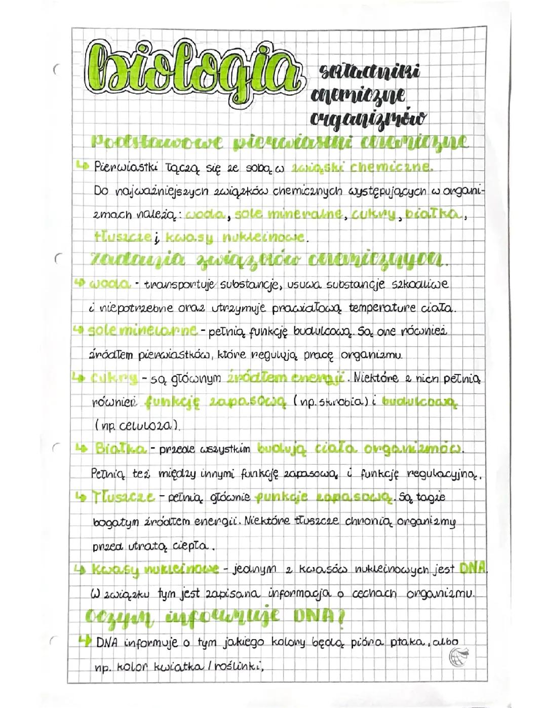 Składniki chemiczne organizmów 