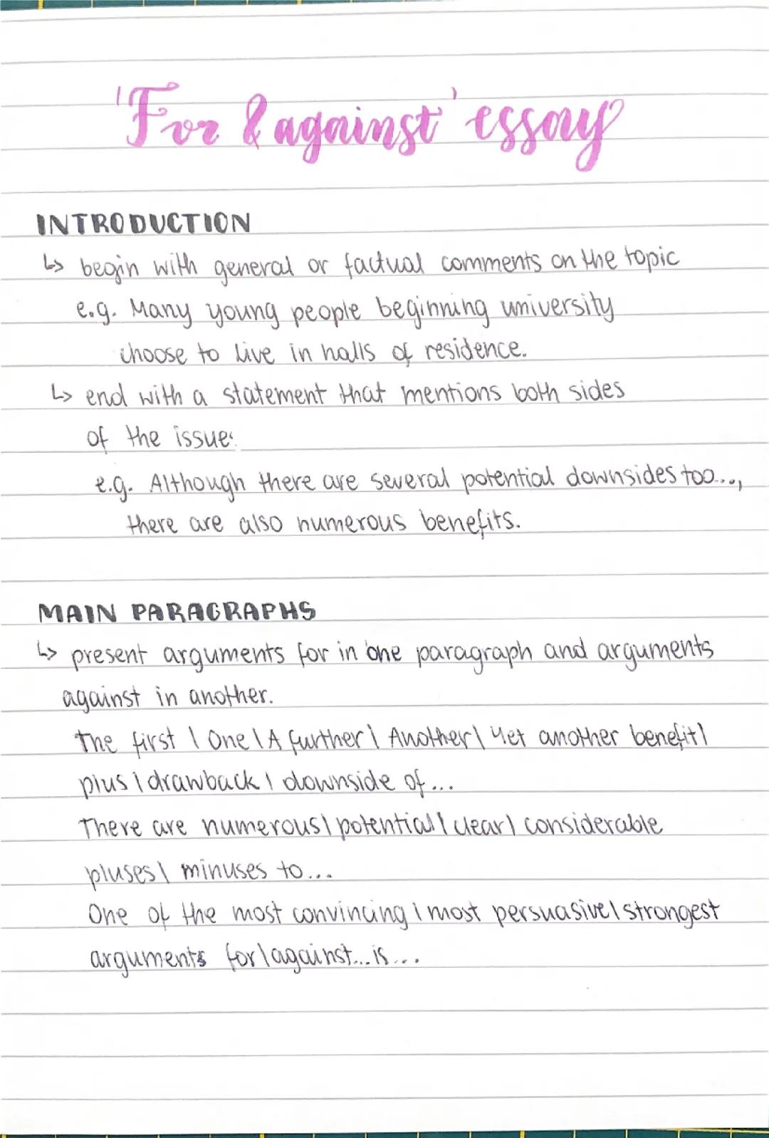 Rozprawka Za i Przeciw w Języku Angielskim