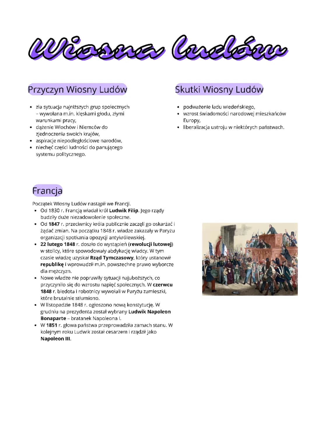 Wiosna Ludów - przyczyny, skutki i przebieg w Europie i Polsce