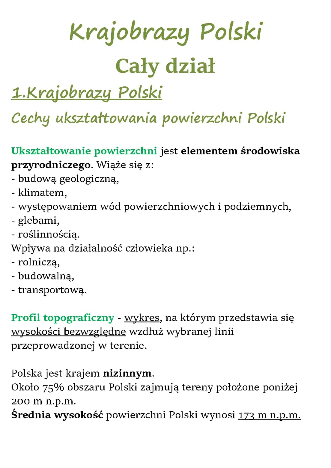 Ukształtowanie powierzchni Polski - cechy i czynniki wpływające na krajobrazy