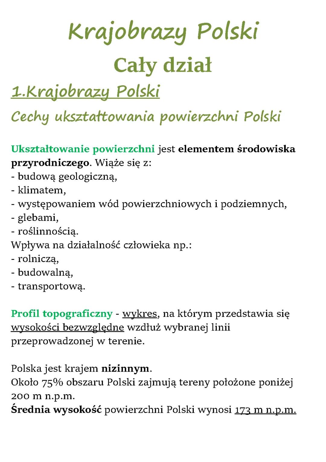 Ukształtowanie powierzchni Polski - cechy i czynniki wpływające na krajobrazy