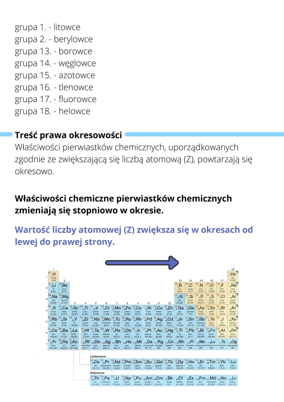 układ okresowy
●
Kto jest twórcą układu okresowego pierwiastków?
Okresy i grupy w układzie okresowym
okres - poziomy rząd układu okresowego

