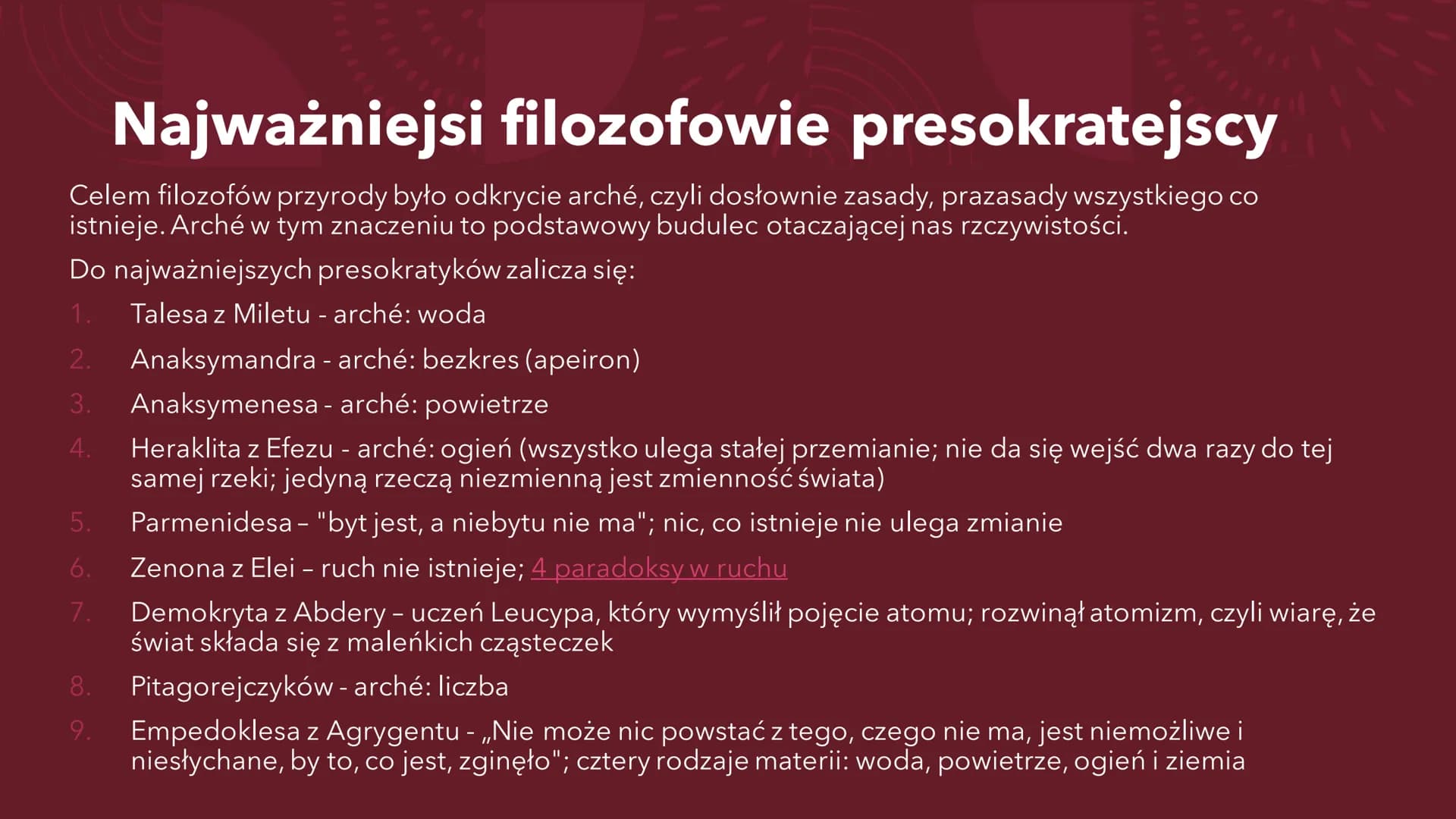 SOKRATES
Ogólne informacje ERA PRESOKRATEJSKA O co chodzi z filozofią przyrody?
"Gdy rozpoczynała się filozofia w Grecji, nauki szczegółowe 